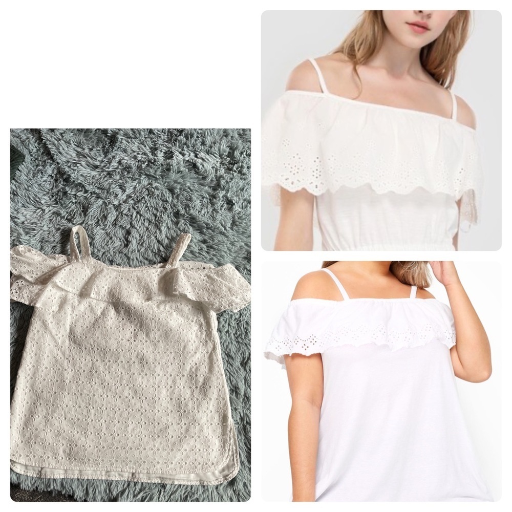 Embroidered Eyelet Cold Shoulder Blouse